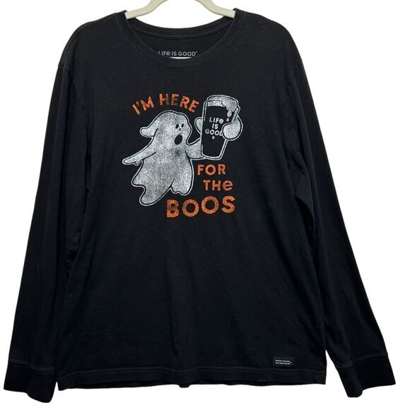 👻🎃Mens Life Is Good here for the boos crusher long sleeve Large. Halloween - Picture 1 of 14